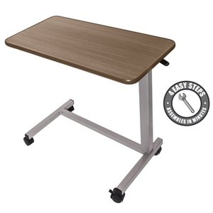lot 1825 image: Vaunn Medical Adjustable Overbed Bedside Table with Wheels (Hospital and Home Use)