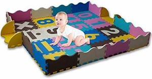 lot 1858 image: KAYBABY Baby Play Mat with Safe Fence Extra Large Foam Tiles Tummy Time Mat Playmat for Kids Toddlers Crawling Play Rug for Play Baby Activity Gym Playroom