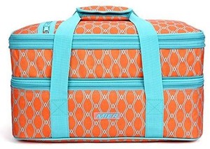 lot 1878 image: MIER Insulated Double Casserole Carrier Thermal Lunch Tote
