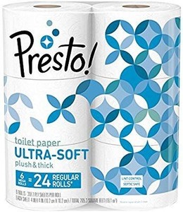 lot 1730 image: Amazon Brand - Presto 308-sheet Mega Roll Toilet Paper, Ultra-soft, 6 Count