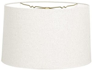 lot 1741 image: Royal Designs Shallow Drum Hardback Lamp Shade, Linen White, 17 x 18 x 11.5