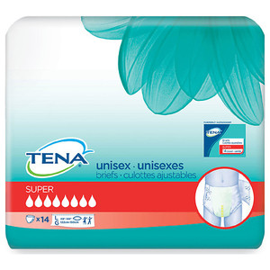 lot 1753 image: Tena Incontinence Briefs, Uni-Sex, Super Absorbency, Large, 14 Count