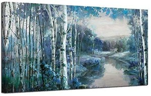 lot 1793 image: Canvas Wall Art Blue Landscape Painting