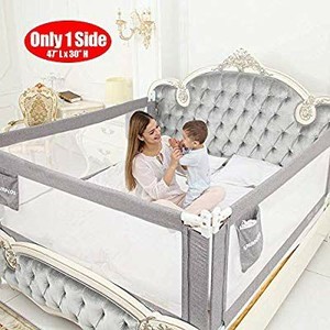 lot 1796 image: SURPCOS Bed Rail for Toddlers - Baby Bed Rail Guard Tan, 1Side 47 X30