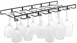 lot 4922 image: Modern Black Metal Wire Under Cabinet Stemware Wine Glasses Hanger Organizer Storage Holder Rack - BENT