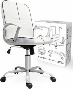 lot 4935 image: Smugchair Swivel Office Desk Chair Executive Bonded Leather Computer Chair, White