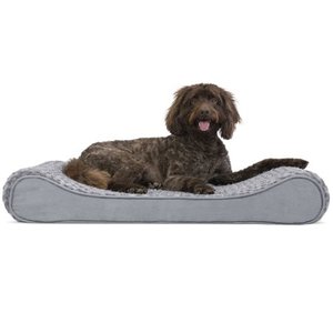 lot 4952 image: Furhaven Pet Dog Bed  Orthopedic Ultra Plush Faux Fur Ergonomic Luxe Lounger Cradle Mattress Contour Pet Bed w Removable Cover for Dogs & Cats, Gray, Large