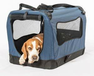 lot 4964 image: 2PET Foldable Dog Crate - Soft, Easy to Fold & Carry Dog Crate for Indoor & Outdoor Use - Comfy Dog Home & Dog Travel Crate - Strong Steel Frame, Washable Fabric Cover, Frontal Zipper Large Blue