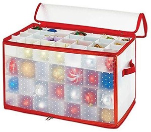 lot 4965 image: Ornament Storage BoxPlastic - Decorative Organizer - Storage Bin - Red 21x12x12