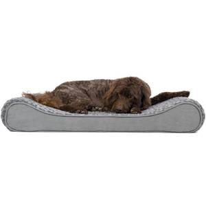 lot 4979 image: FurHaven Pet Dog Bed Orthopedic Ultra Plush Luxe Lounger Pet Bed for Dogs & Cats, Gray, Large