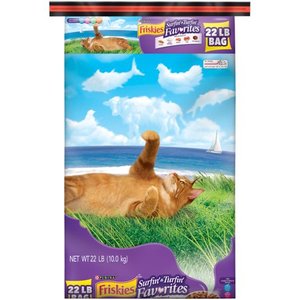 lot 5961 image: Friskies Dry Surfin and Turfin Favorites Dry Food Bag for Cats, 22-Pound
