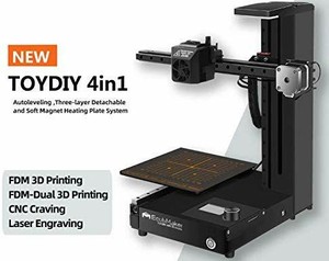 lot 5995 image: EcubMaker TOYDIY 4-in-1 3D Printer FDM Laser CNC Dual-FDM with Auto Leveling,Heated (180 x 180 x 180mm) Build Plate,PLA