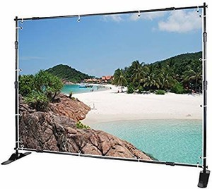 lot 6007 image: Voilamart Banner Stand 8 x 8 Adjustable Telescopic Display Backdrop Stand Step and Repeat for Trade Show, Photo Booth, Wall Exhibitor Background with Carrying Bag