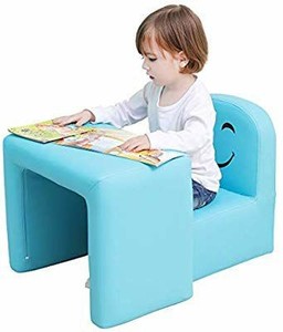 lot 6014 image: Emall Life Multifunctional 2in1 Childrens Armchair Kids Wooden Frame Chair and Table Set CPSC Certified Boy��s and Girl��s Armrest Chair Easy to Clean (Blue)