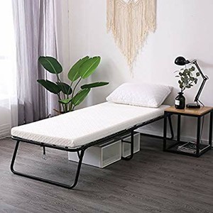 lot 6021 image: Leisuit Rollaway Guest Bed Cot Fold Out Bed - Portable Folding Bed Frame with Thick Memory Foam Mattress for Spare Bedroom & Office