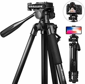 lot 6038 image: 58 inch Camera Tripod, GooFoto 11lb5KG Load Portable Lightweight Aluminum Travel Tripod for NikonDSLRSonyCanoniPhonePhone with Carry Bag & Phone Clip