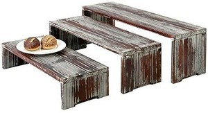 lot 6039 image: MyGift Set of 3 Torched Wood Retail Display Risers