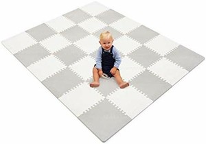 lot 6041 image: Baby Foam Playmat �� Baby Play Mat �� Foam Playmat �� Designer Foam Play Mat �� Playmat Baby �� Extra Thick Grey and White Interlocking Tiles �� Large Gray Floor Mats for Babies and Infants
