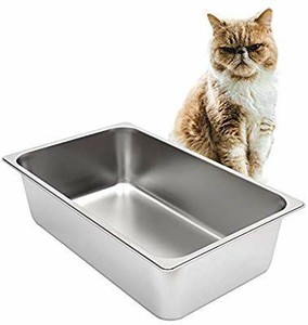 lot 6048 image: Kichwit Stainless Steel Litter Box for Cat and Rabbit, Non Stick Smooth Surface