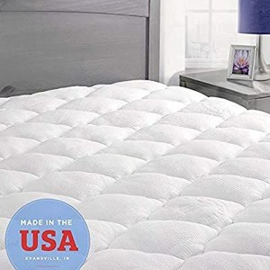 lot 6051 image: ExceptionalSheets Bamboo Mattress Pad with Fitted Skirt - Extra Plush Rayon from Bamboo Cooling Topper - Hypoallergenic - Made in The USA, King Size