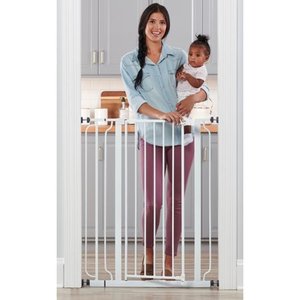 lot 6061 image: Regalo Extra Tall Easy Step Metal Walk-Through Baby Gate - White