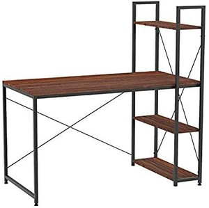 lot 6079 image: Wood Computer Desk Pc Laptop Table Workstation Study Home Office With Shelving