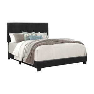 lot 6086 image: Crown Mark Upholstered Panel Bed in Black, Queen Headboard Only.