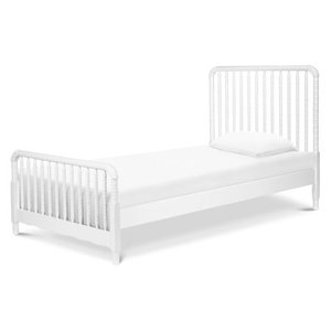 lot 6090 image: DaVinci Jenny Lind Twin Bed with Wood Spindle Posts, Mattress Support Slats Included, White