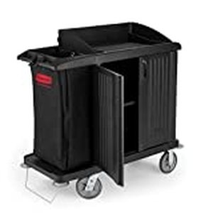 lot 6109 image: Rubbermaid Commercial Executive Series Compact Housekeeping Cart, Black, FG619200BLA