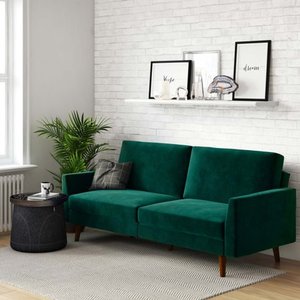 lot 7001 image: DHP Jules Sofa Bed in Velvet, Green