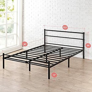 lot 7007 image: Zinus Geraldine 12 inch Black Metal Platform Bed Frame with Headboard and Footboard  Premium Steel Slat Support  Mattress Foundation, King