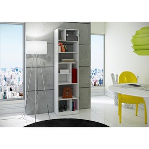 lot 7009 image: Manhattan Comfort Valenca 4.0 Collection Modern Tall Free Standing Decorative 10 Open Shelf Style Bookcase, White