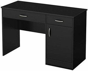 lot 7010 image: South Shore Small Computer Desk with Drawers, Pure Black
