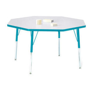 lot 7012 image: Jonti-Craft 6428JCA005 Berries Octagon Activity Table Top, 48 X 48, GrayTealTeal - TABLE TOP ONLY