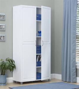 lot 7023 image: SystemBuild Kendall 36 Utility Storage Cabinet, White