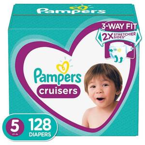 lot 9626 image: Pampers Cruisers Disposable Diapers One Month Supply - Size 5 (128ct)