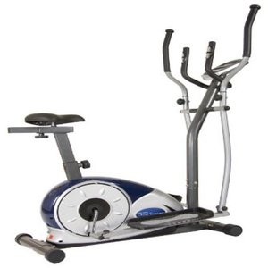 lot 9695 image: Body Champ 2 in 1 Cardio Dual TrainerElliptical Workout and Upright Exercise Bike with Heart Rate, Computer Resistance BRM3671