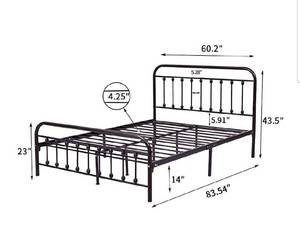 lot 9698 image: Metal Bed Frame Queen Size Platform with Vintage Headboard and Footboard Sturdy Metal Frame Premium Steel Slat Support Bronze