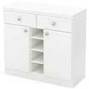 lot 9701 image: South Shore 2-Door Storage Sideboard with Drawers, Pure White