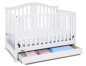 lot 9702 image: Graco Solano 4 in 1 Convertible Crib with Drawer White