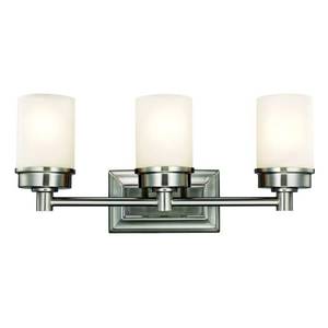 lot 1581 image: Transitional 3-Light Brushed Nickel Vanity Light