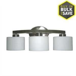 lot 1639 image: allen  roth 3-Light Merington Brushed Nickel Bathroom Vanity Light