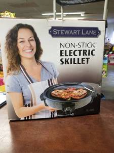 lot 1643 image: Stewart Lane Energy Efficient 13.5 Inch, 3.7 Qt Non-stick Electric Skillet With