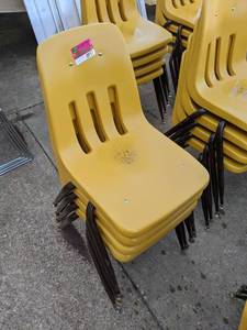 lot 957 image: (24) Yellow Virco Martest Stackable Chairs