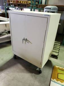 lot 2004 image: Metal Storage cabinet on wheels