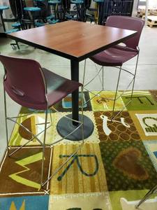 lot 2010 image: Table and (2) bar height chairs
