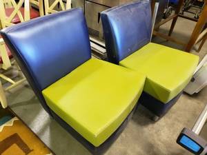 lot 2064 image: (2) Green and blue chairs