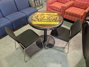 lot 2103 image: Dallas Cowboys World Champions Superbowl 15 Table With Two Chairs