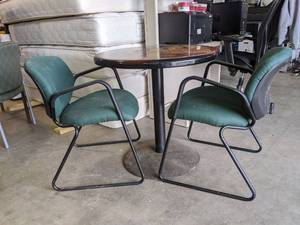 lot 2116 image: Round Football Table With Two Chairs