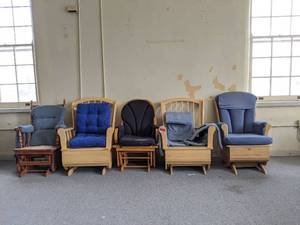 lot 7008 image: (5) Rocking Chairs, Some Need New Cushions